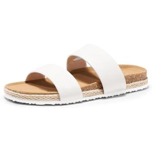 Coutgo Womens Platform Sandals Open Toe Slip On Slides Sandals Footbed Summer Beach Shoes(White)
