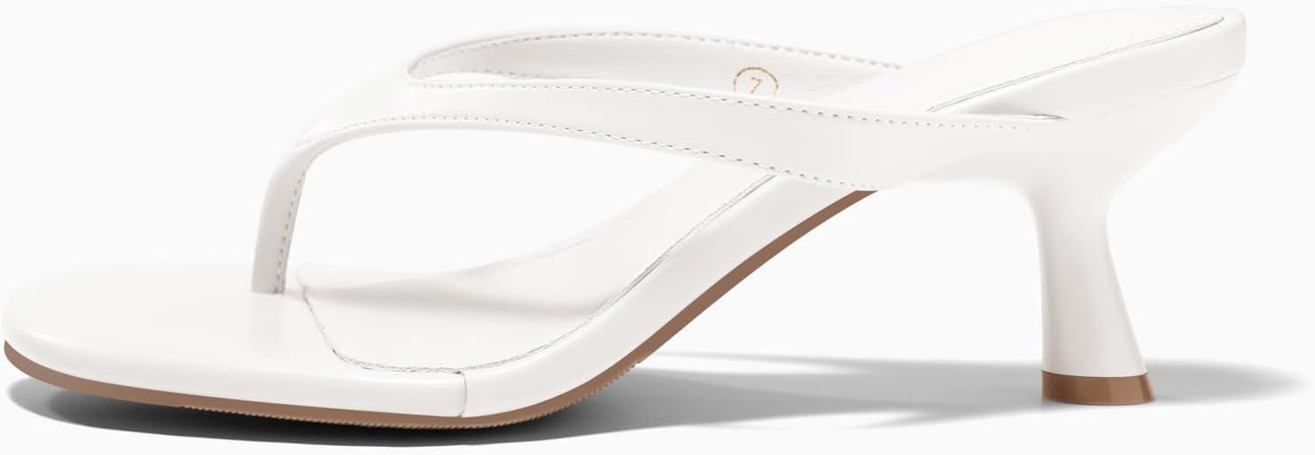 image:imageCoutgo Womens Kitten Low Heels Sandals Open Toe Flip Flops Slides Slip On Summer Dress ShoesWhite