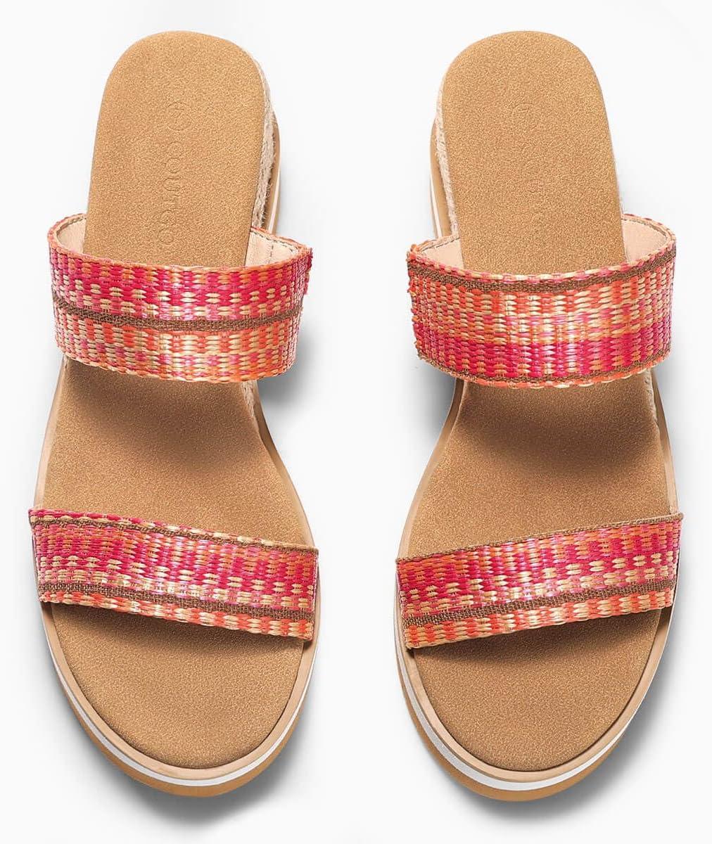 image:imageCoutgo Womens Platform Sandals Espadrille Wedge Heels Comfortable Slip on Slides Open Toe Summer Beach ShoesColorful Woven