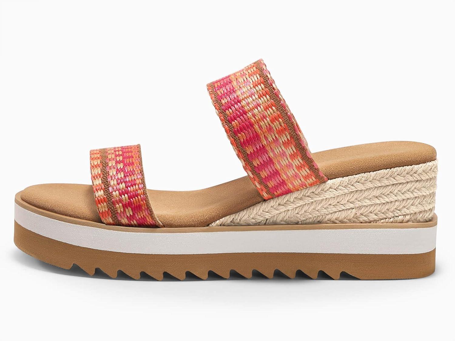 image:imageCoutgo Womens Platform Sandals Espadrille Wedge Heels Comfortable Slip on Slides Open Toe Summer Beach ShoesColorful Woven