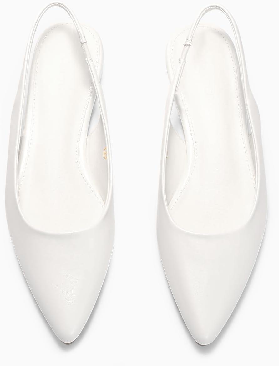 image:imageCoutgo Womens Slingback Flats Pointed Closed Toe Ballet Flats Comfortable Slip On Work Dress ShoesWhite