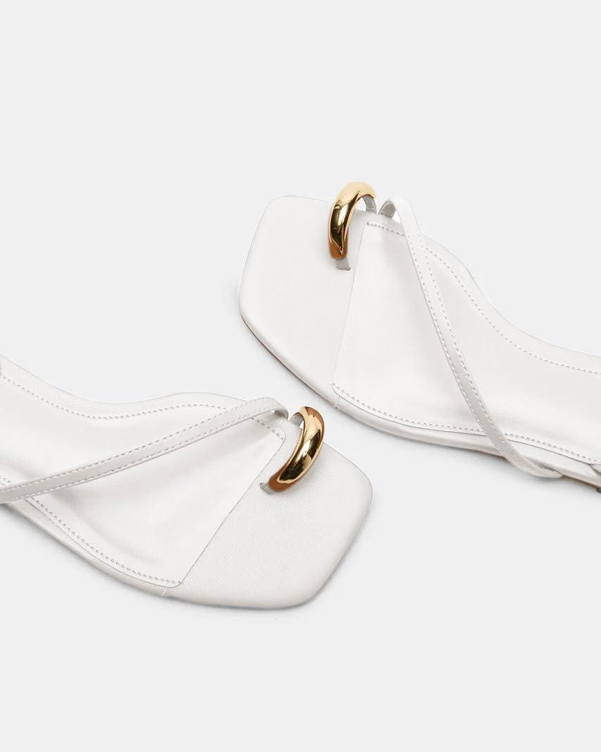 image:imageCoutgo Womens Strappy Flat Sandals Flip Flops Open Toe Ring Sandals Metal Ankle Strap Summer Beach ShoesWhite