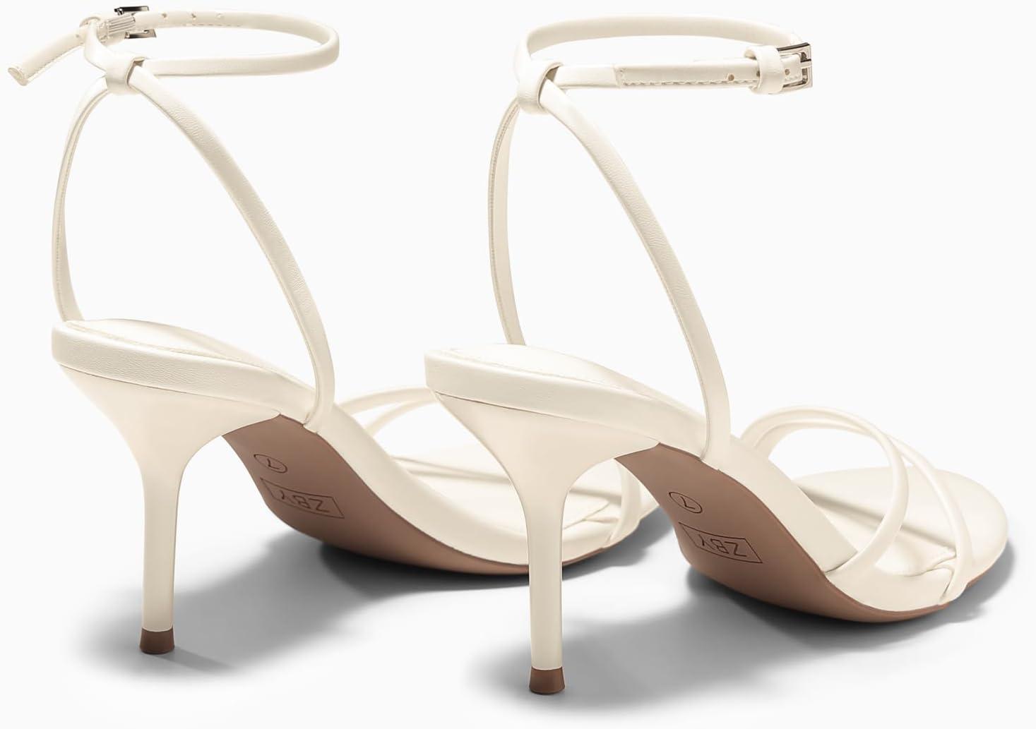 image:imageCoutgo Womens Strappy High Heels Open Almond Toe Dress Shoes Ankle Strap Summer Heeled SandalsBeige