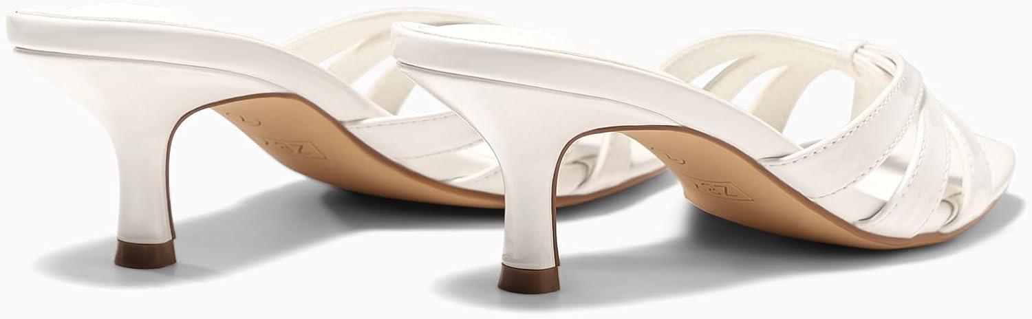 image:imageCoutgo Womens Strappy Kitten Heels Sandals Square Open Toe Flip Flops Slip On Slides Summer Dress ShoesWhite