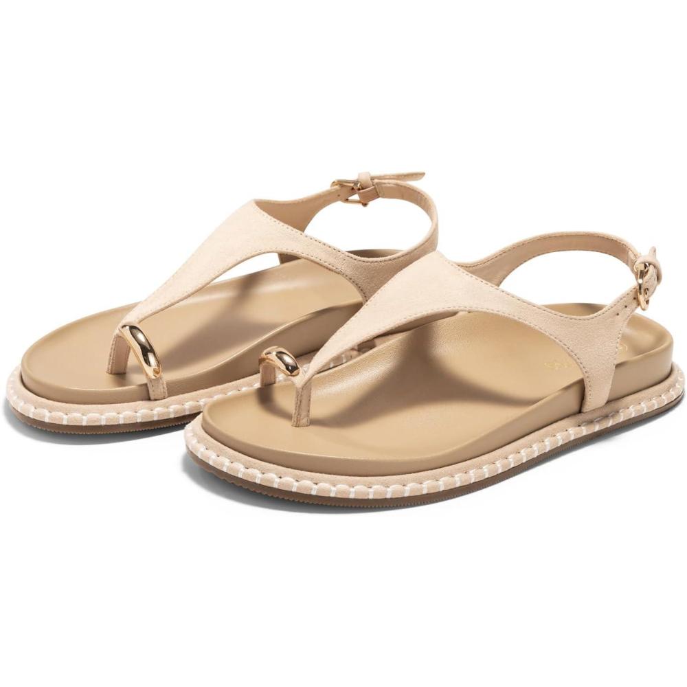 image:imageCoutgo Womens Flat Sandals Comfortable Flip Flops Thong Footbed Sandals Ankle Strap Summer Beach ShoesBeige