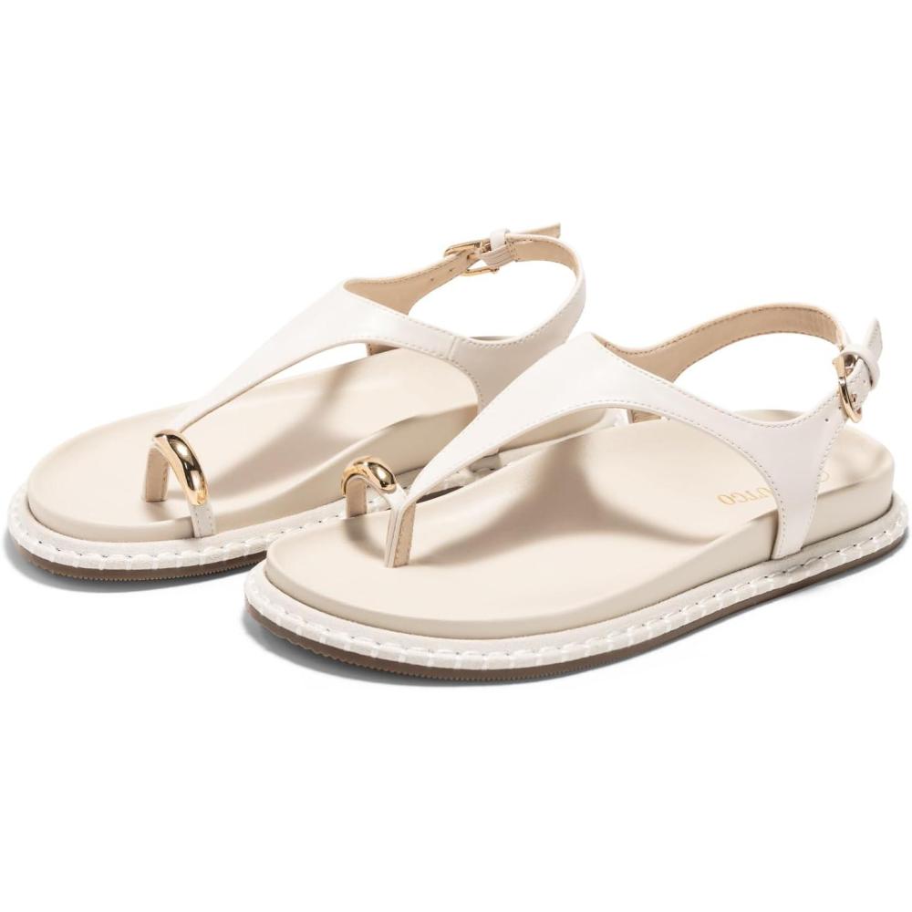 image:imageCoutgo Womens Flat Sandals Comfortable Flip Flops Thong Footbed Sandals Ankle Strap Summer Beach ShoesNude