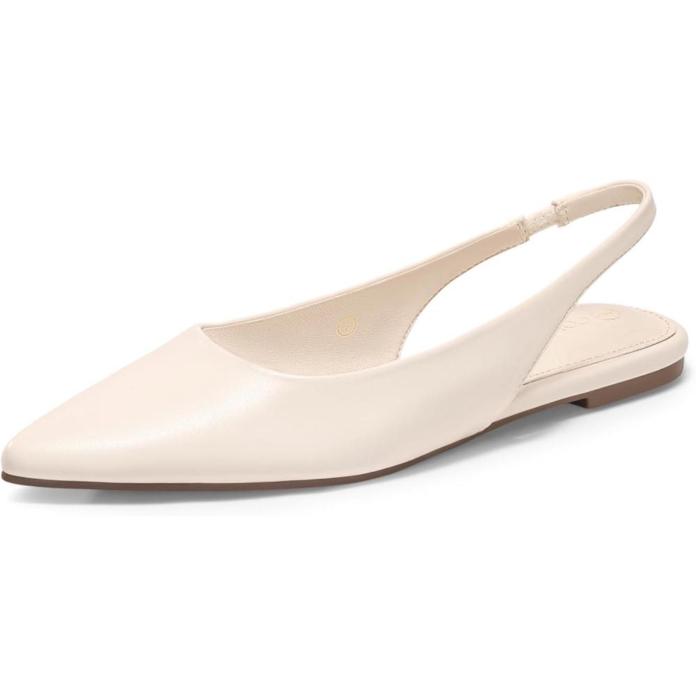 image:imageCoutgo Womens Slingback Flats Pointed Closed Toe Ballet Flats Comfortable Slip On Work Dress ShoesBeige