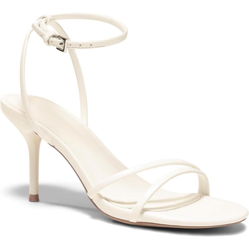 image:imageCoutgo Womens Strappy High Heels Open Almond Toe Dress Shoes Ankle Strap Summer Heeled SandalsBeige