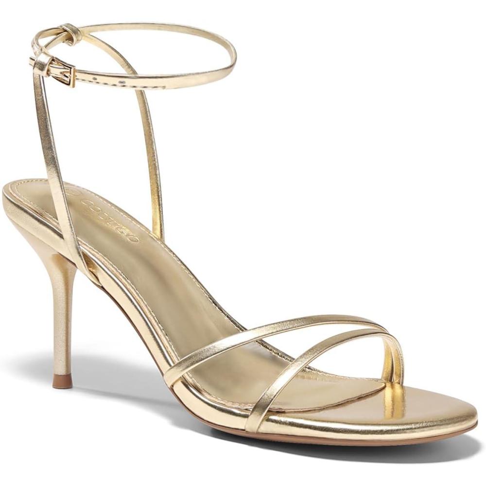 image:imageCoutgo Womens Strappy High Heels Open Almond Toe Dress Shoes Ankle Strap Summer Heeled SandalsGold