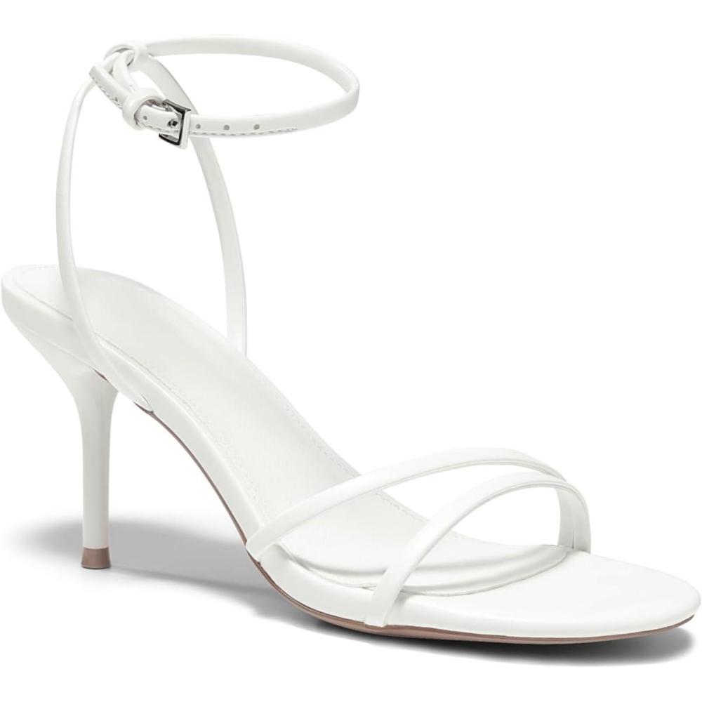 image:imageCoutgo Womens Strappy High Heels Open Almond Toe Dress Shoes Ankle Strap Summer Heeled SandalsWhite
