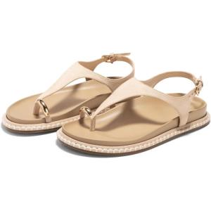 Coutgo Womens Flat Sandals Comfortable Flip Flops Thong Footbed Sandals Ankle Strap Summer Beach Shoes(Beige)