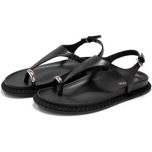 Coutgo Womens Flat Sandals Comfortable Flip Flops Thong Footbed Sandals Ankle Strap Summer Beach Shoes(Black)