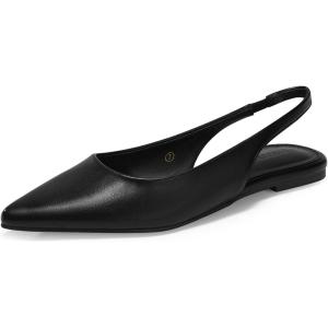 Coutgo Womens Slingback Flats Pointed Closed Toe Ballet Flats Comfortable Slip On Work Dress Shoes(Black)