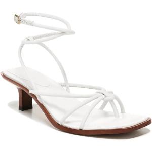 Coutgo Womens Strappy Heels Sandals Thong Gladiator Square Open Toe Low Kitten Heeled Criss Cross Ankle Strap Summer Dress Wedding Shoes(White)
