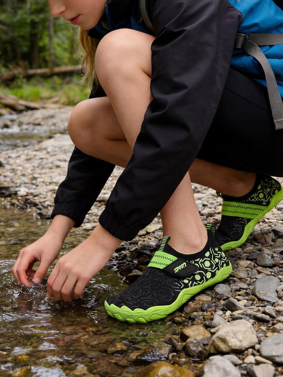 image:imageCoutgo Girls Water Shoes Slip On Hiking Outdoor Aqua Socks Quick Dry Lightweight Beach Swim Sports ShoesBlack