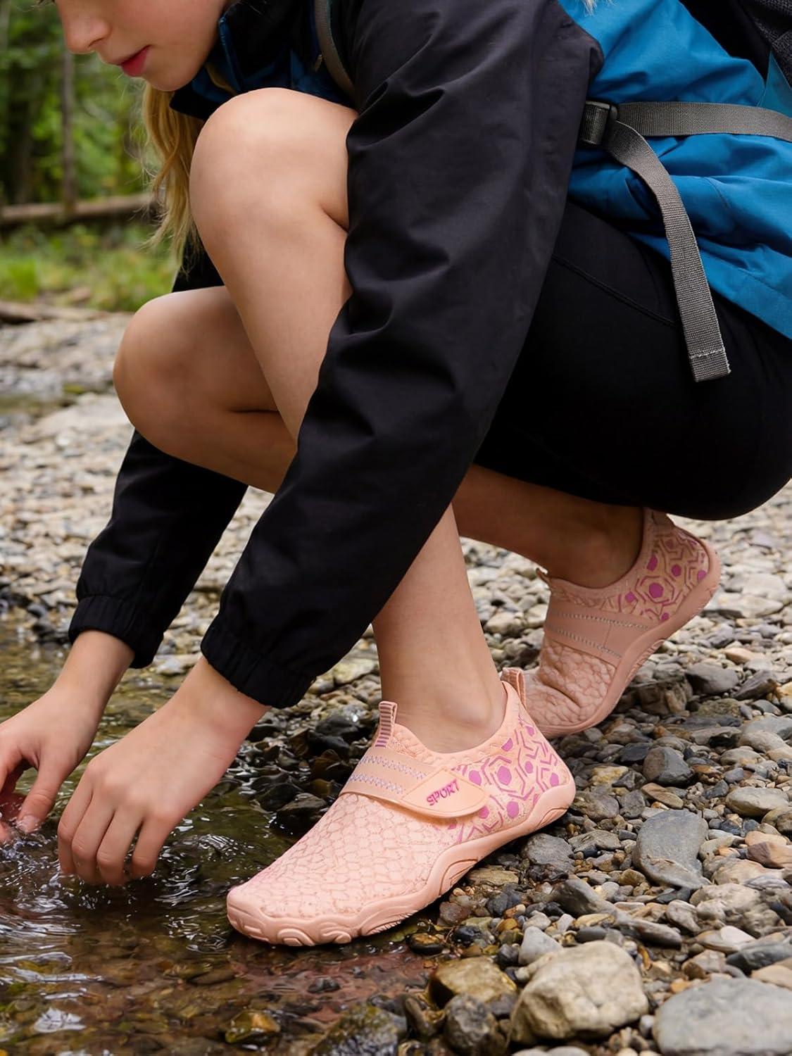 image:imageCoutgo Girls Water Shoes Slip On Hiking Outdoor Aqua Socks Quick Dry Lightweight Beach Swim Sports ShoesOrange