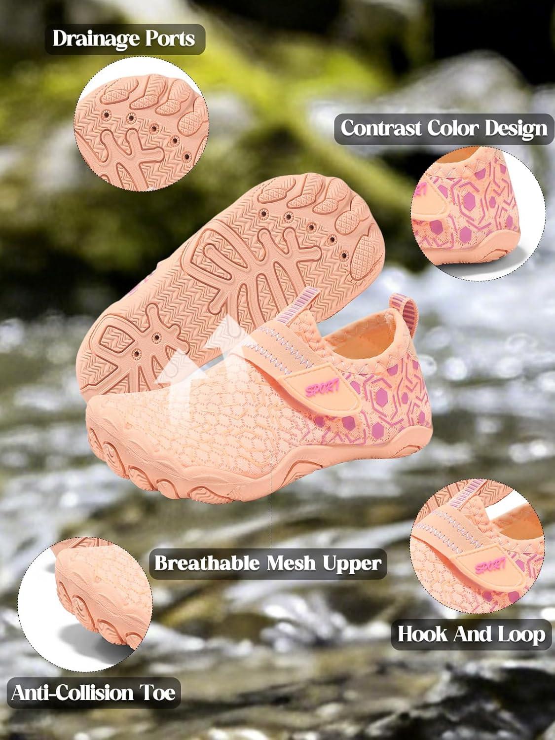 image:imageCoutgo Girls Water Shoes Slip On Hiking Outdoor Aqua Socks Quick Dry Lightweight Beach Swim Sports ShoesOrange