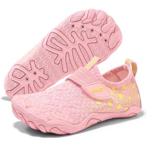 Coutgo Girls Water Shoes Slip On Hiking Outdoor Aqua Socks Quick Dry Lightweight Beach Swim Sports Shoes(Pink)