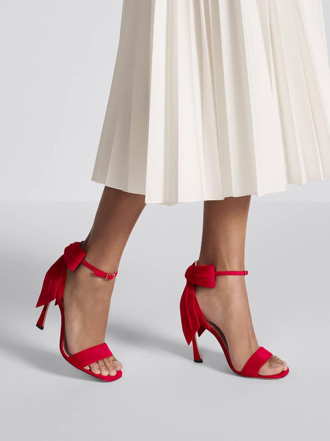 image:imageCoutgo Womens Bow Tie High Heels One Strap Heeled Sandals Sexy Stiletto Open Toe Wedding Bride ShoesRed