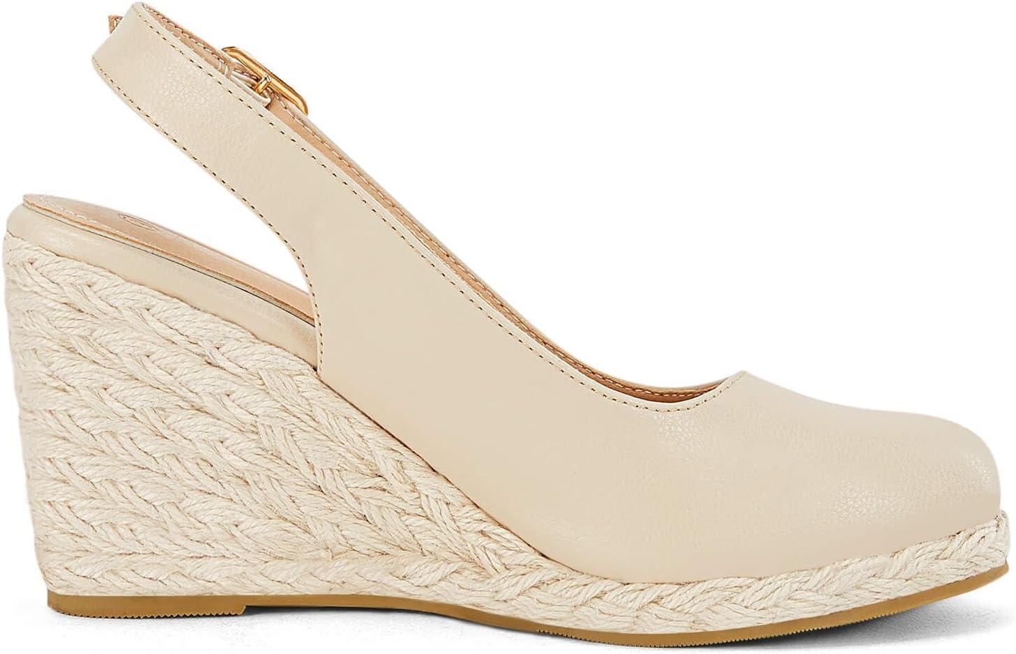 image:imageCoutgo Womens Espadrilles Wedge Sandals Closed Toe Slingback Wedges Pumps Platform Heeled SandalBeige