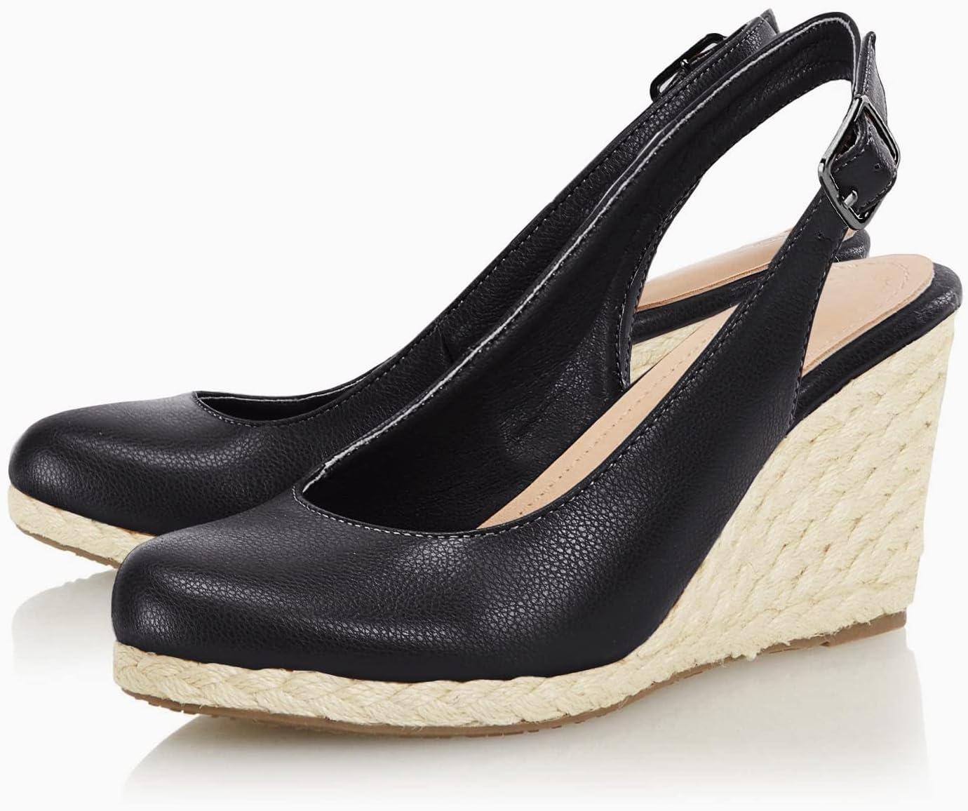 image:imageCoutgo Womens Espadrilles Wedge Sandals Closed Toe Slingback Wedges Pumps Platform Heeled SandalBlack