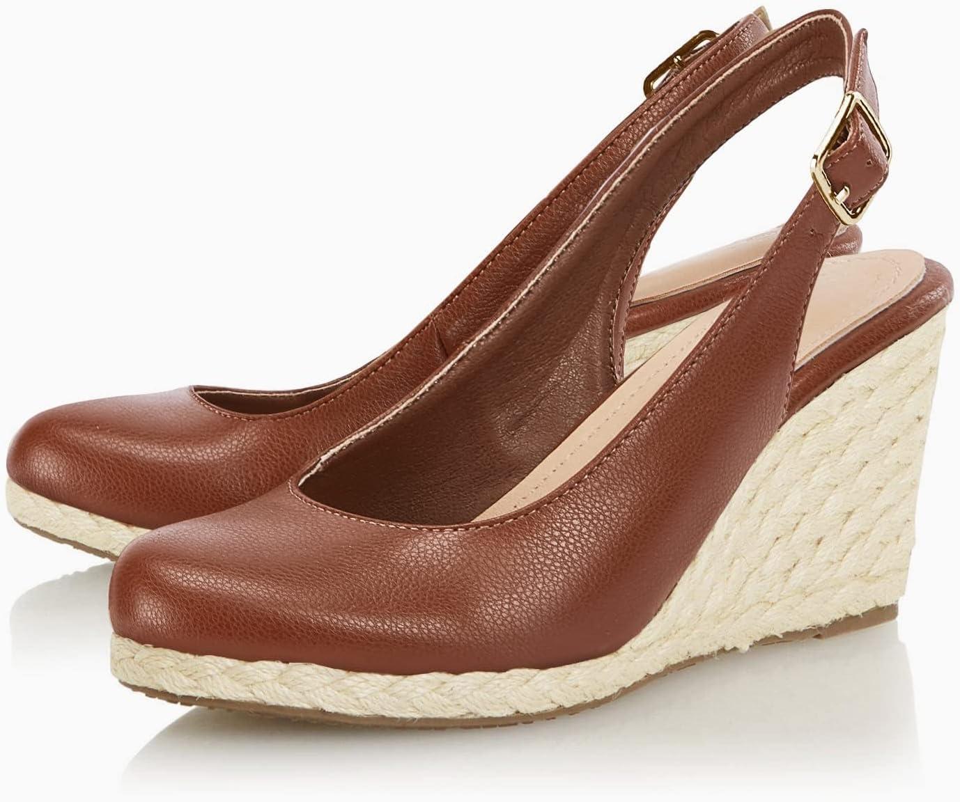 image:imageCoutgo Womens Espadrilles Wedge Sandals Closed Toe Slingback Wedges Pumps Platform Heeled SandalBrown