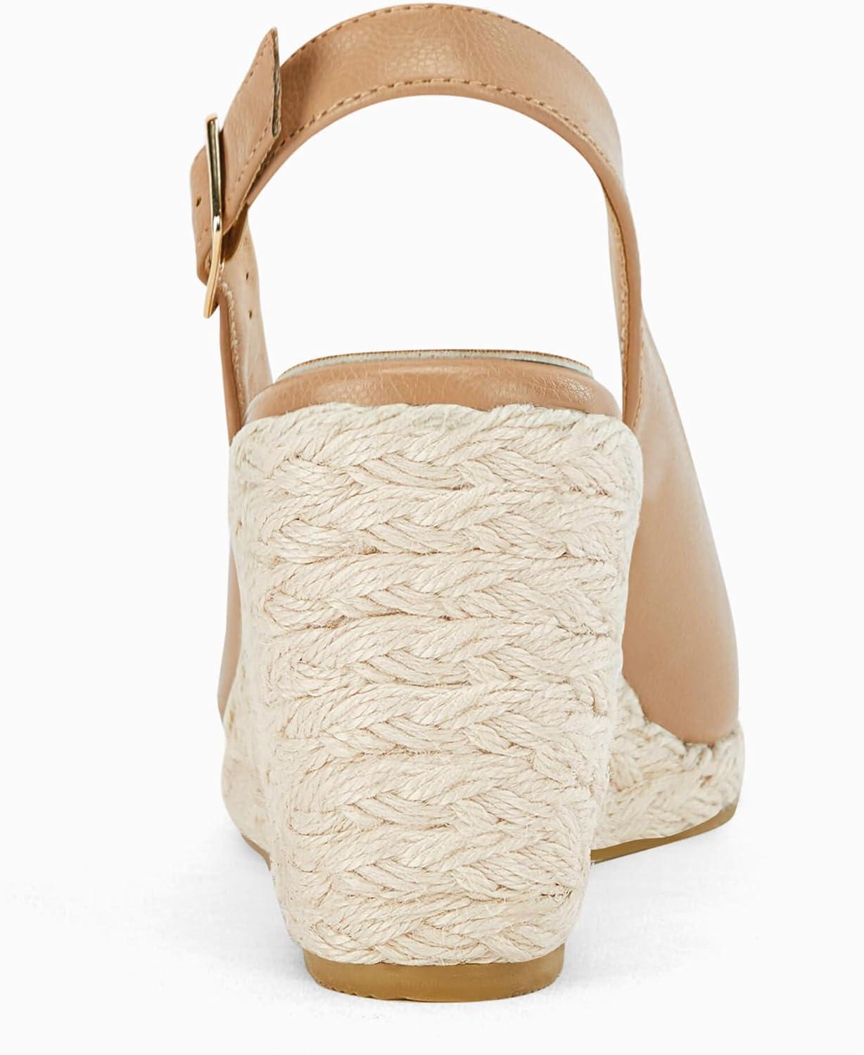 image:imageCoutgo Womens Espadrilles Wedge Sandals Closed Toe Slingback Wedges Pumps Platform Heeled SandalCamel