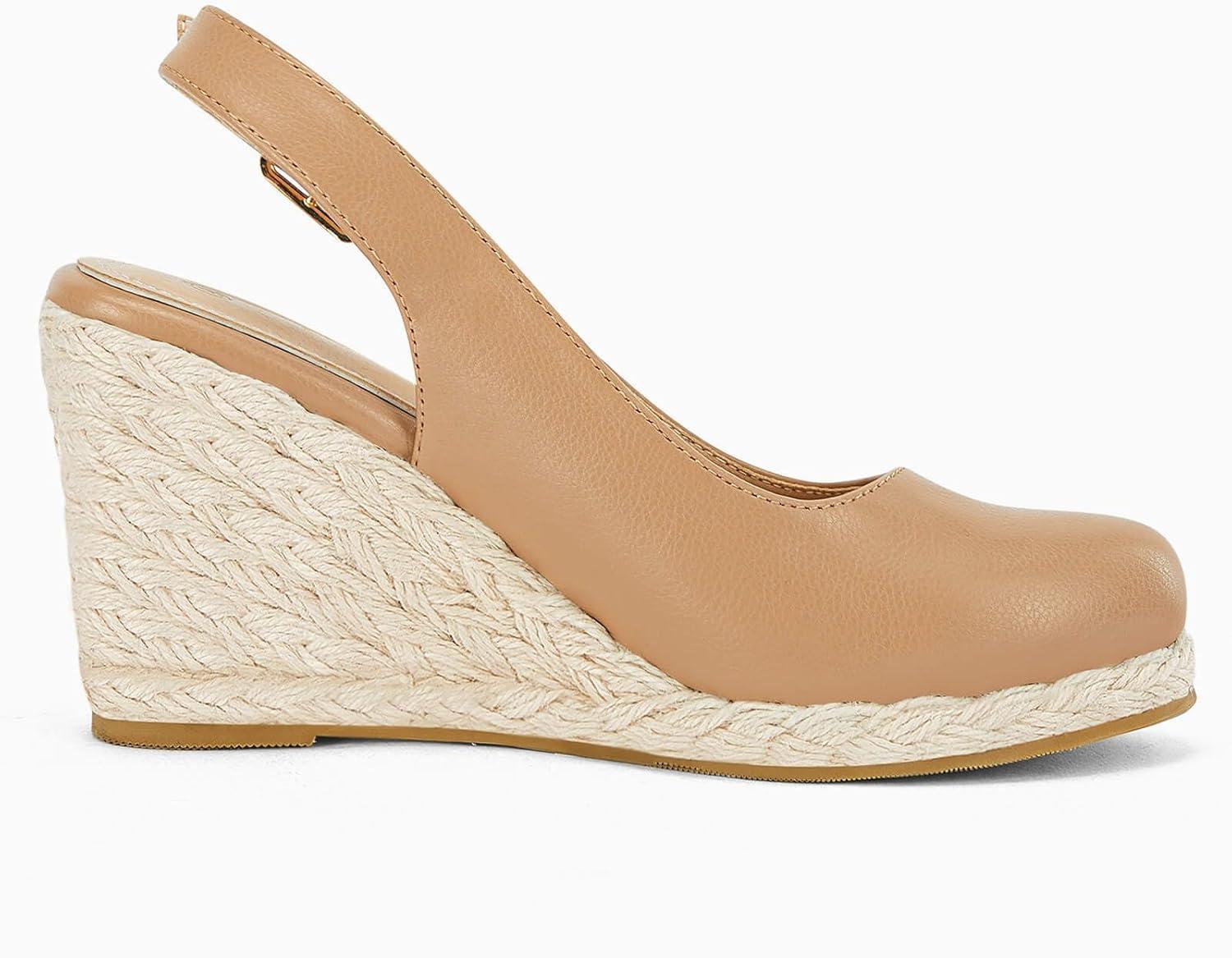 image:imageCoutgo Womens Espadrilles Wedge Sandals Closed Toe Slingback Wedges Pumps Platform Heeled SandalCamel