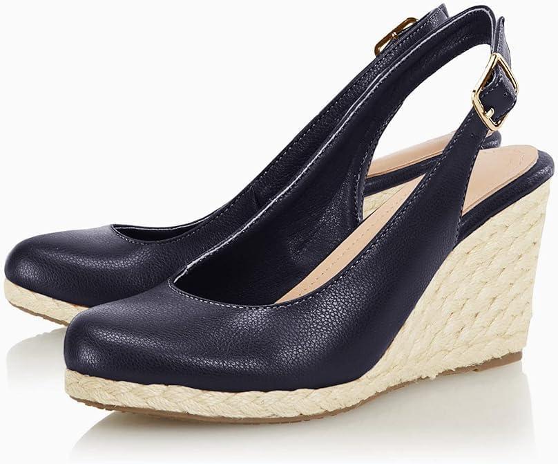 image:imageCoutgo Womens Espadrilles Wedge Sandals Closed Toe Slingback Wedges Pumps Platform Heeled SandalNavy Blue