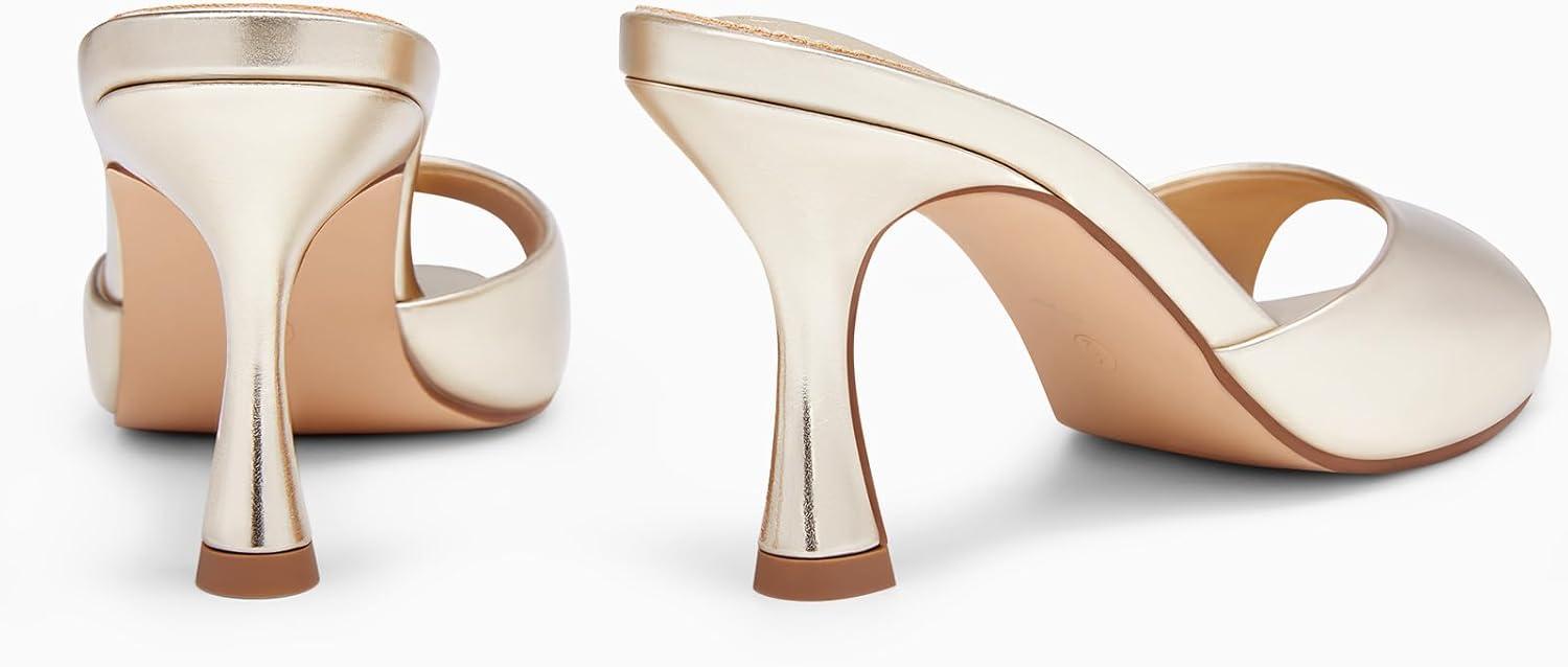 image:imageCoutgo Womens Heeled Mules Pointed Peep Toe High Heels Slip On Backless Mule Sandals Dress ShoesGold