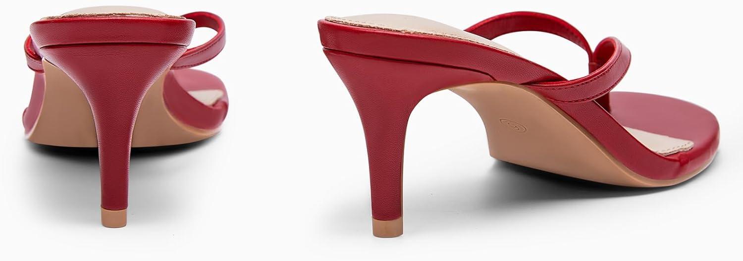 image:imageCoutgo Womens Kitten Heels Flip Flops Thong Heeled Sandals Round Open Toe Comfortable Summer Beach ShoesRed