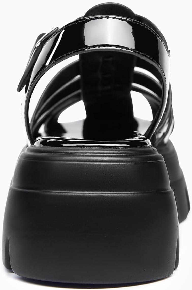 image:imageCoutgo Womens Platform Chunky Heels Sandals Gladiator Ankle Strap Heels Lug Sole Summer Fisherman Y2K ShoesCool Black