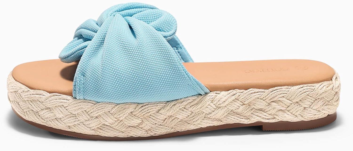 image:imageCoutgo Womens Platform Espadrilles Sandals Twist Open Toe Slip On Slides Summer Beach ShoesBlue