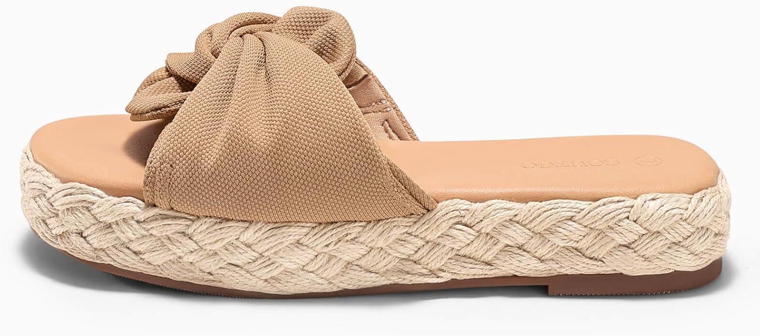 image:imageCoutgo Womens Platform Espadrilles Sandals Twist Open Toe Slip On Slides Summer Beach ShoesKhaki