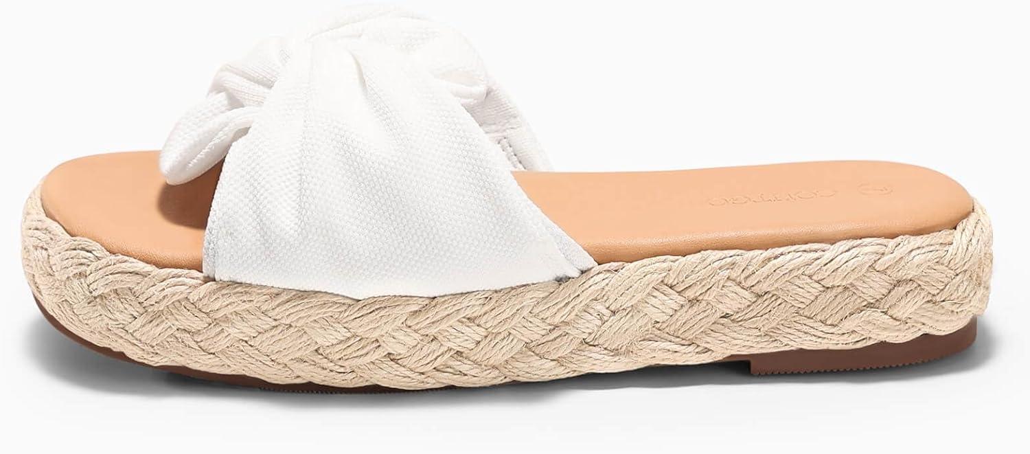 image:imageCoutgo Womens Platform Espadrilles Sandals Twist Open Toe Slip On Slides Summer Beach ShoesWhite