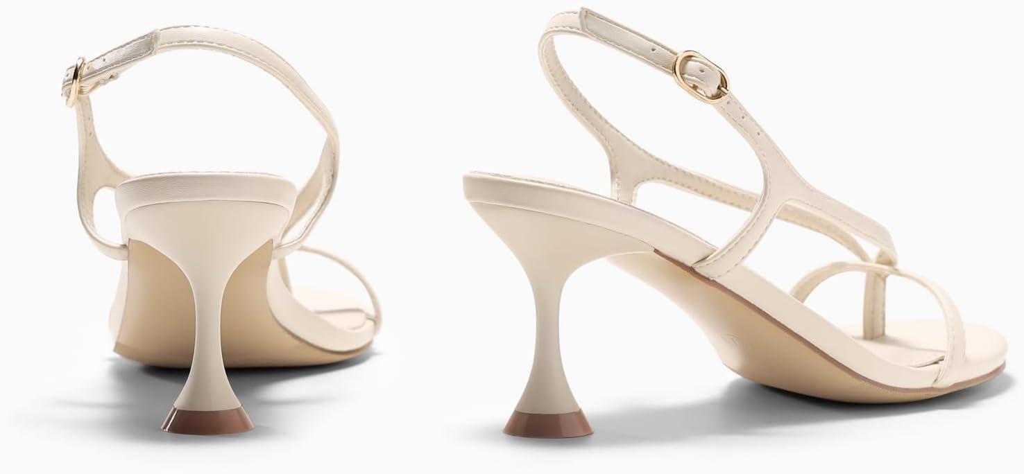 image:imageCoutgo Womens Slingback Kitten Heels Flip Flop Open Toe Thong Sandals Ankle Strap Summer Dress ShoesBeige
