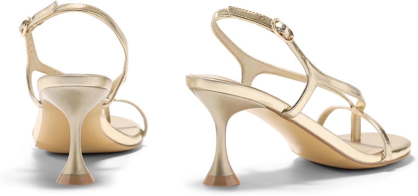 image:imageCoutgo Womens Slingback Kitten Heels Flip Flop Open Toe Thong Sandals Ankle Strap Summer Dress ShoesLight Gold