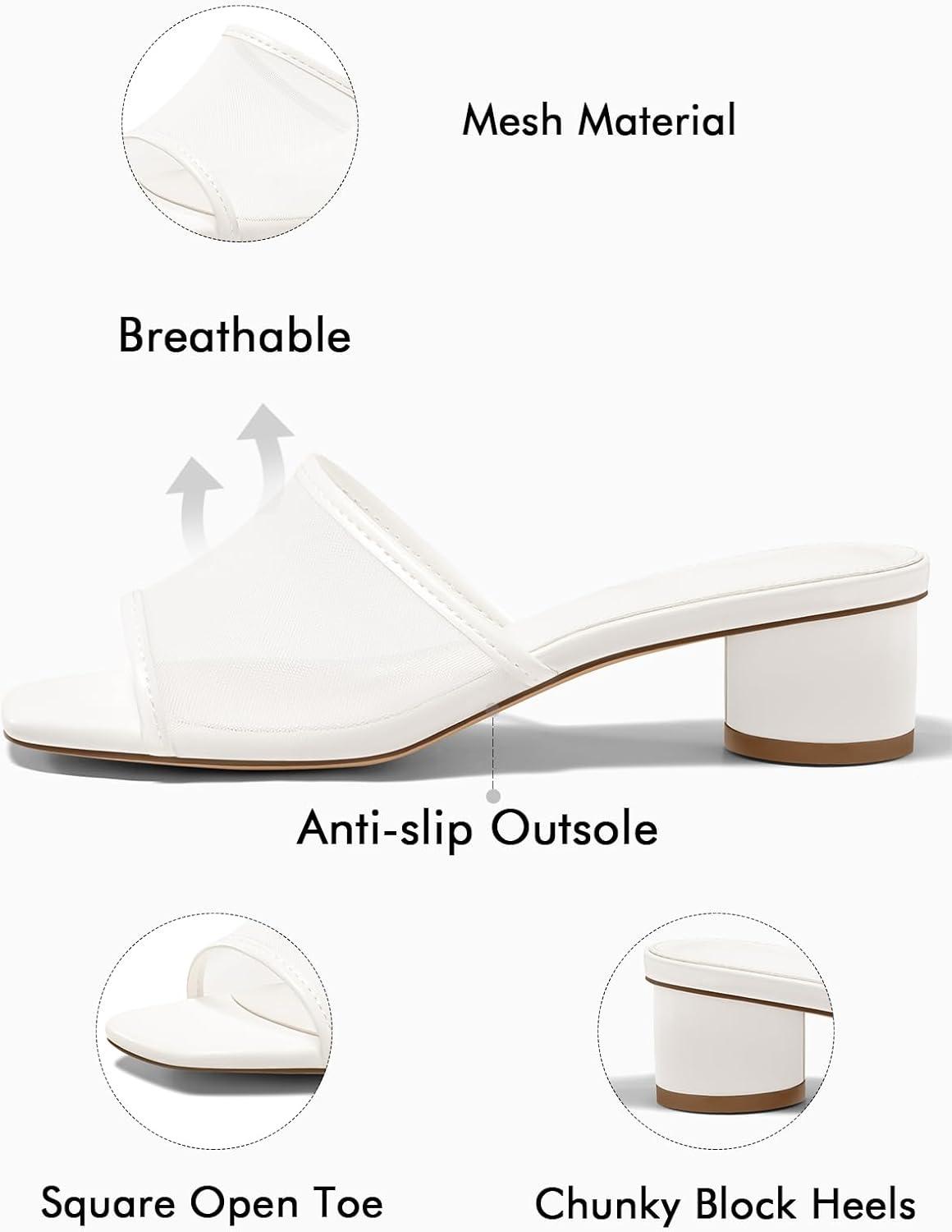 image:imageCoutgo Womens Square Open Toe Chunky Heel Slide SandalsBeige