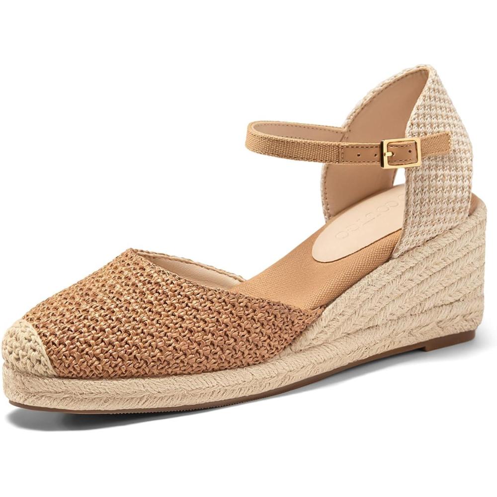 image:imageCoutgo Womens Platform Wedge Espadrilles SandalsBrown