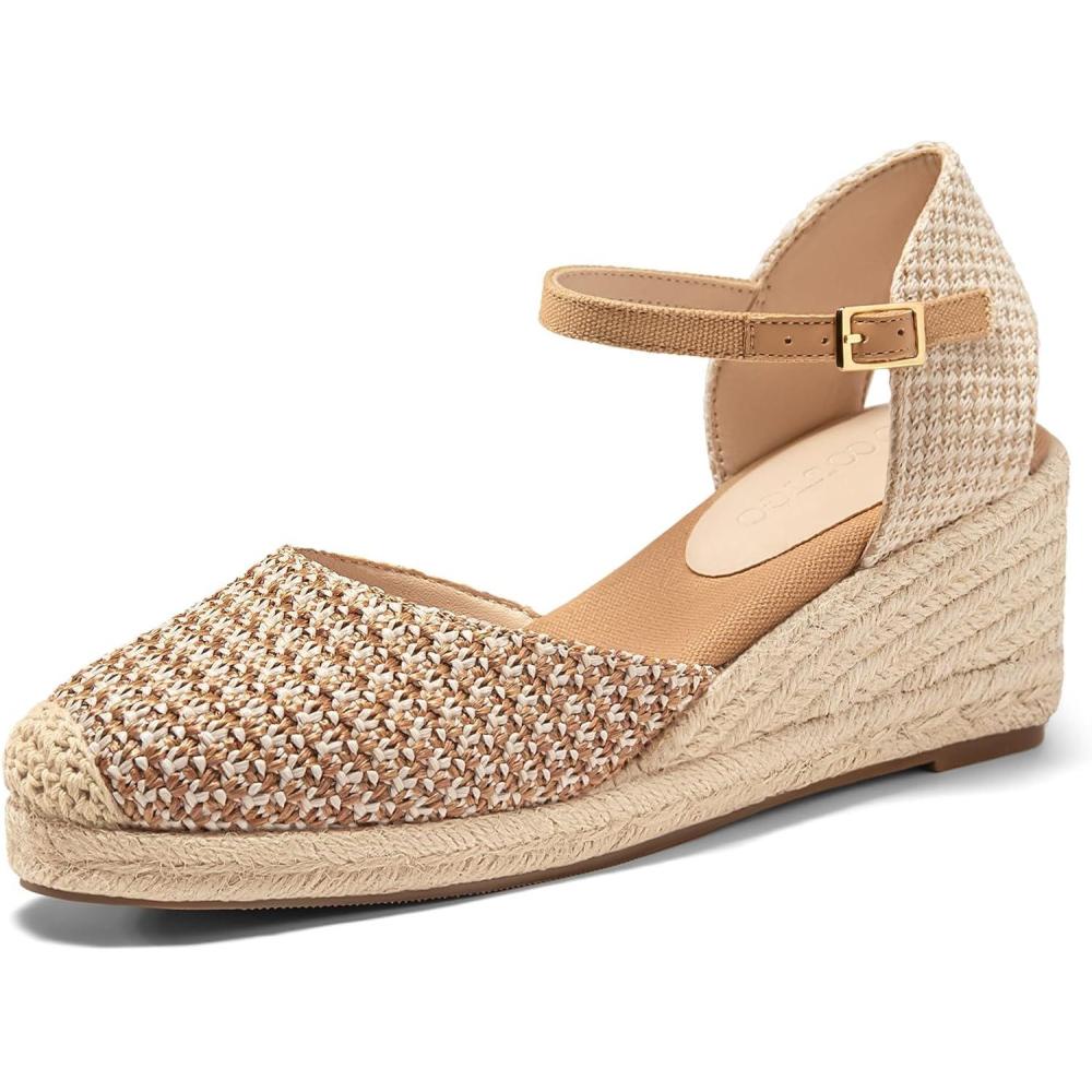 image:imageCoutgo Womens Platform Wedge Espadrilles SandalsCoffee