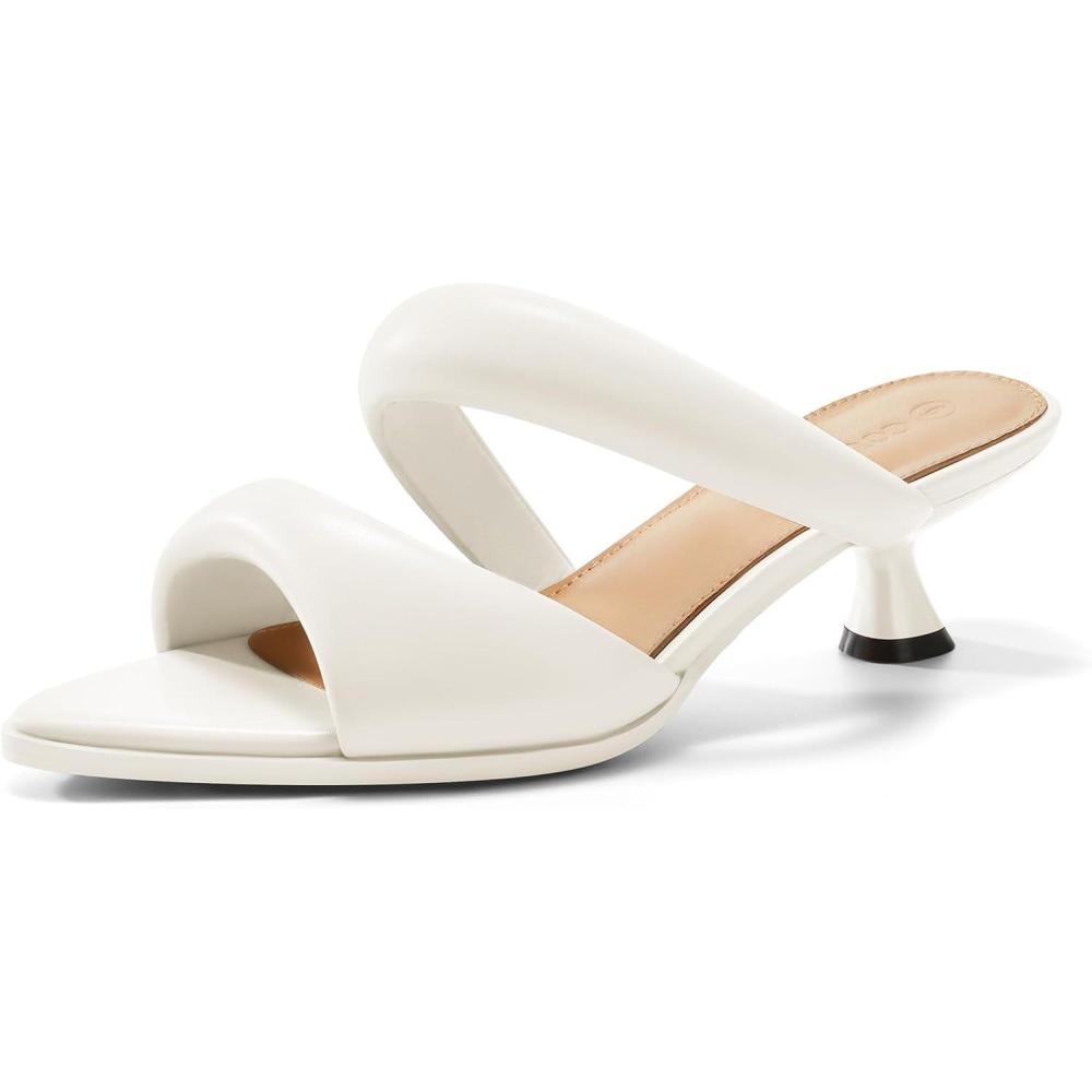 image:imageCoutgo Womens Pointed Toe Kitten Heel Mule SandalsWhite
