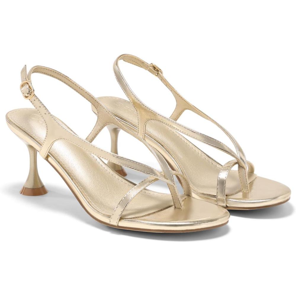 image:imageCoutgo Womens Slingback Kitten Heels Flip Flop Open Toe Thong Sandals Ankle Strap Summer Dress ShoesLight Gold