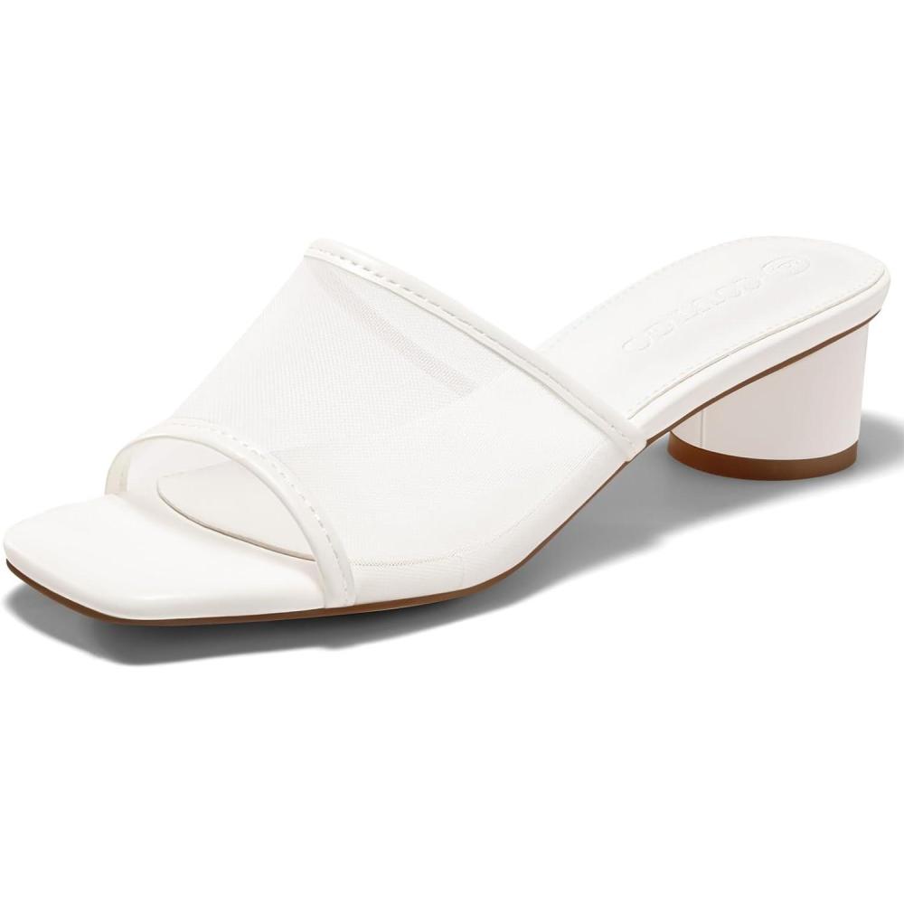 image:imageCoutgo Womens Square Open Toe Chunky Heel Slide SandalsBeige