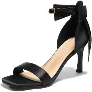 Coutgo Womens Bow Tie High Heels One Strap Heeled Sandals Sexy Stiletto Open Toe Wedding Bride Shoes(Black)