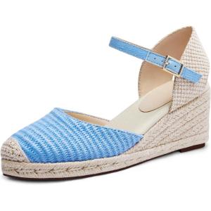Coutgo Women’s Platform Wedge Espadrilles Sandals(Blue)