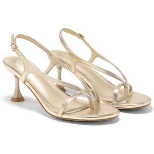 Coutgo Womens Slingback Kitten Heels Flip Flop Open Toe Thong Sandals Ankle Strap Summer Dress Shoes(Light Gold)