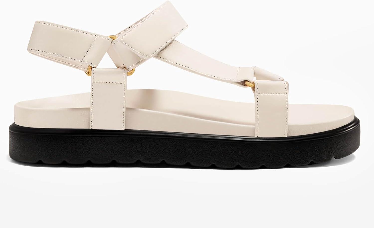 image:imageCoutgo Womens Platform Sandals Comfortable Open Toe Adjustable Strap Summer Vacation ShoesBeige