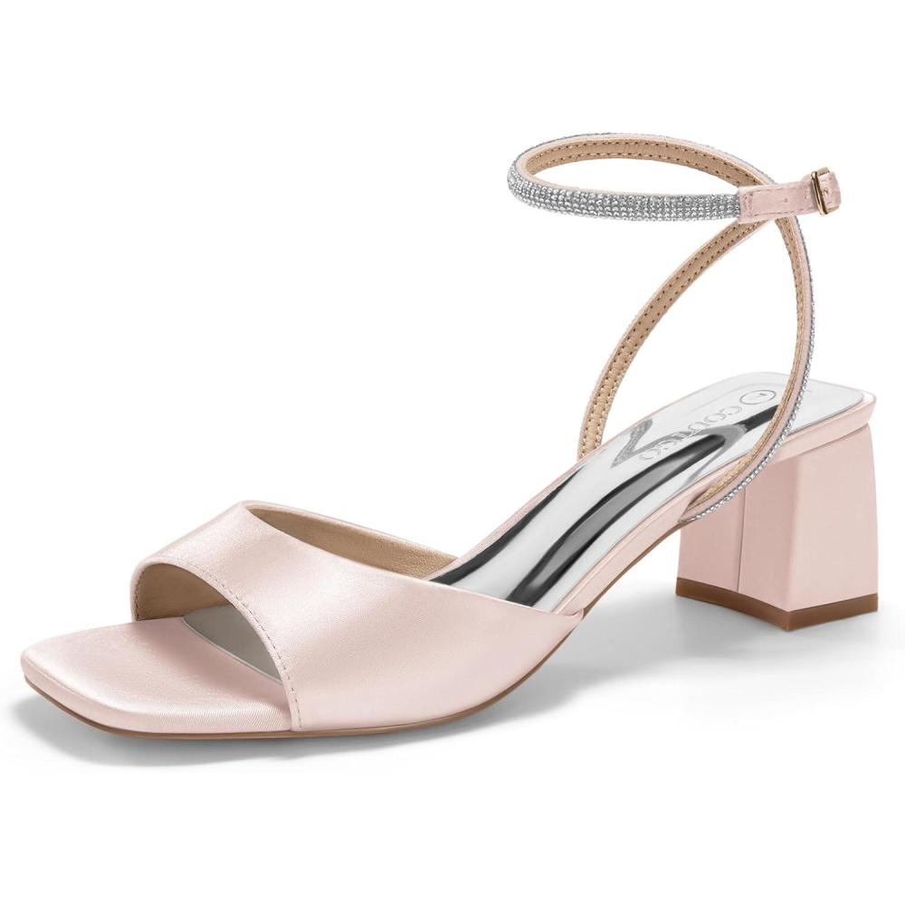 image:imageCoutgo Womens Chunky Low Heels Square Toe SandalsPink