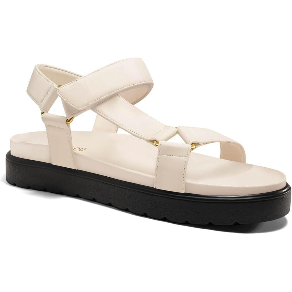 image:imageCoutgo Womens Platform Sandals Comfortable Open Toe Adjustable Strap Summer Vacation ShoesBeige