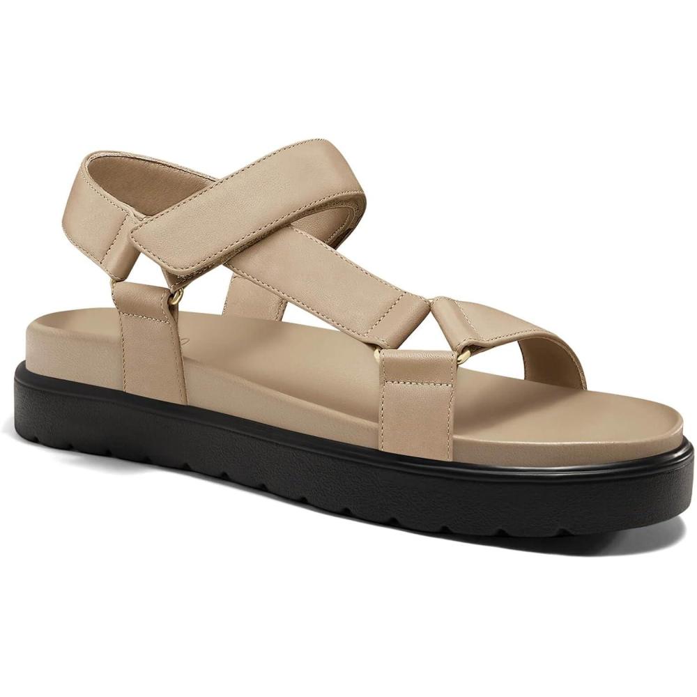 image:imageCoutgo Womens Platform Sandals Comfortable Open Toe Adjustable Strap Summer Vacation ShoesDark Khaki